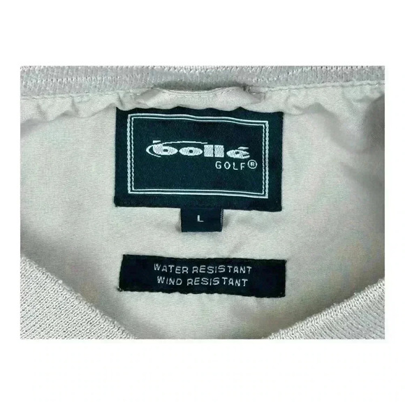 BOLLE Golf Windbreaker Pullover Mens LARGE Beige Khaki Waterproof Nylon V Neck - Picture 13 of 14